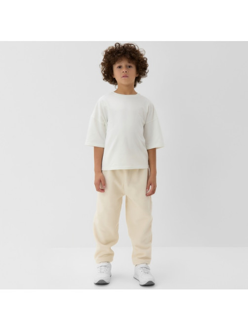 Брюки флисовые детские MINAKU: Fleece Soft, бежевые, рост 128 см