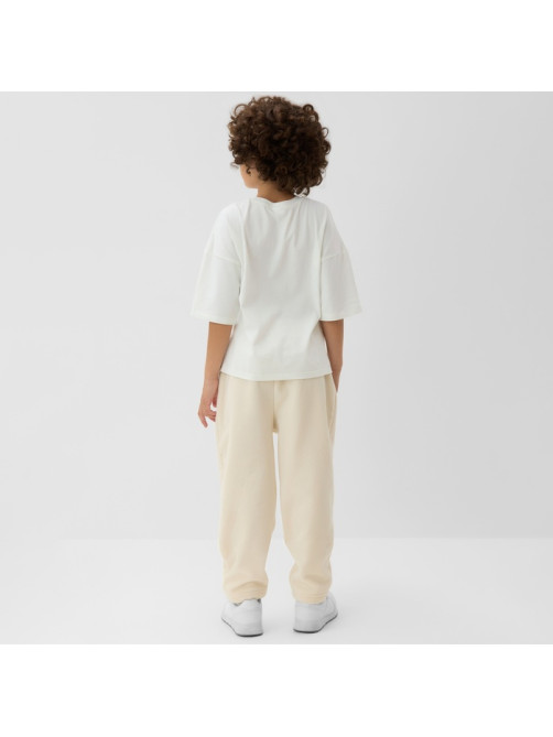 Брюки флисовые детские MINAKU: Fleece Soft, бежевые, рост 122 см
