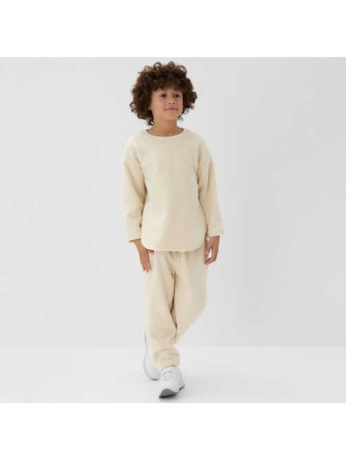 Брюки флисовые детские MINAKU: Fleece Soft, бежевые, рост 128 см