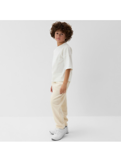 Брюки флисовые детские MINAKU: Fleece Soft, бежевые, рост 140 см