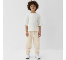 Брюки флисовые детские MINAKU: Fleece Soft, бежевые, рост 140 см