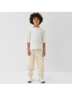 Брюки флисовые детские MINAKU: Fleece Soft, бежевые, рост 140 см