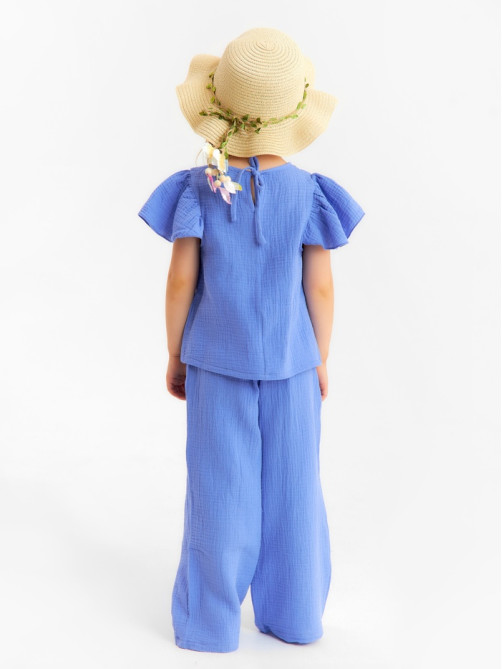 Брюки из муслина для девочки KAFTAN, синие, рост 104-110 см