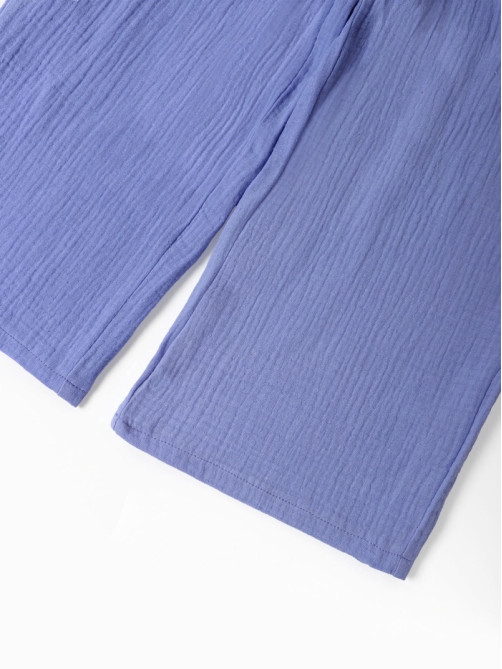 Брюки из муслина для девочки KAFTAN, синие, рост 122-128 см