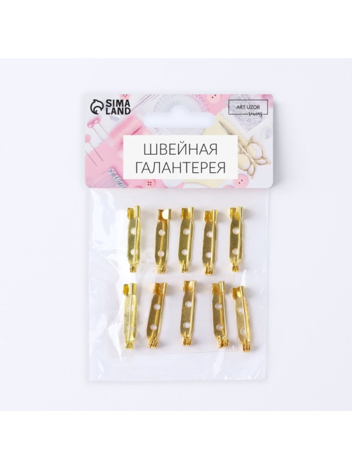 Основа для броши, 25 мм, 2 отверстия, 10 шт., цвет золотой