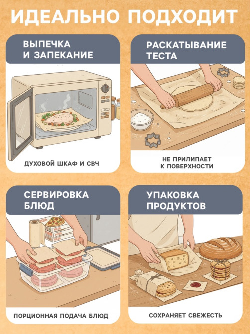 Бумага для выпечки силиконизированная Доляна, 38 см×25 м, жиростойкая, пергамент, коричневая