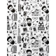 Бумага упаковочная крафт «На стиле» черный цвет на белом фоне, 0.72×10±5% м, 60 г