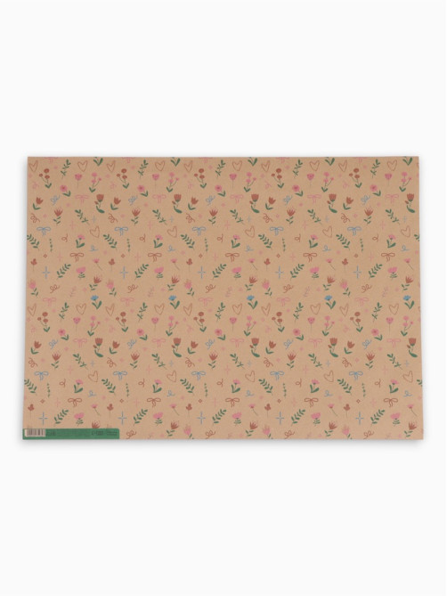 Бумага упаковочная крафт «Векторные цветы», 50×70 см