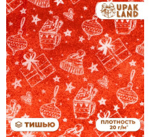 Бумага упаковочная тишью, новогодняя упаковка «Подарки», 50×66 см
