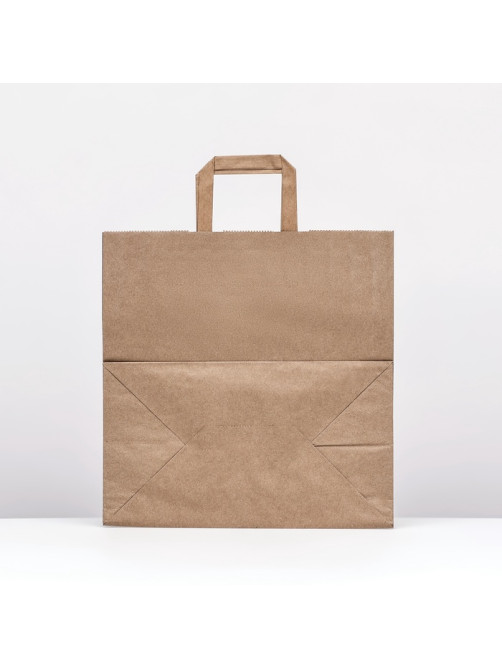 Пакет бумажный крафт, плоская ручка 32×18×32 см, 90 г/м²