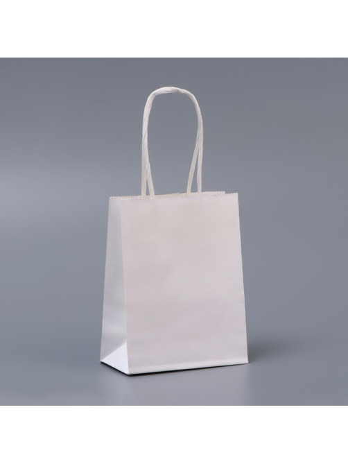 Пакет белый без печати, круглая ручка, крафт, 15×12×6 см, 120 г