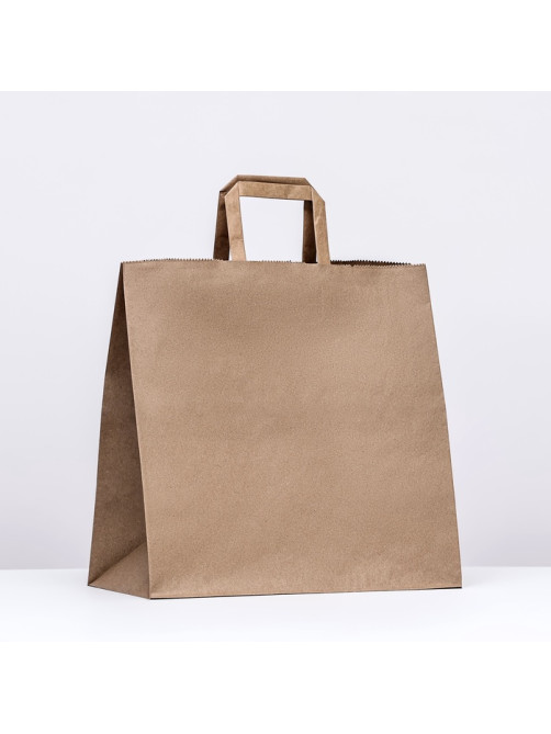 Пакет бумажный крафт, плоская ручка 32×18×32 см, 90 г/м²