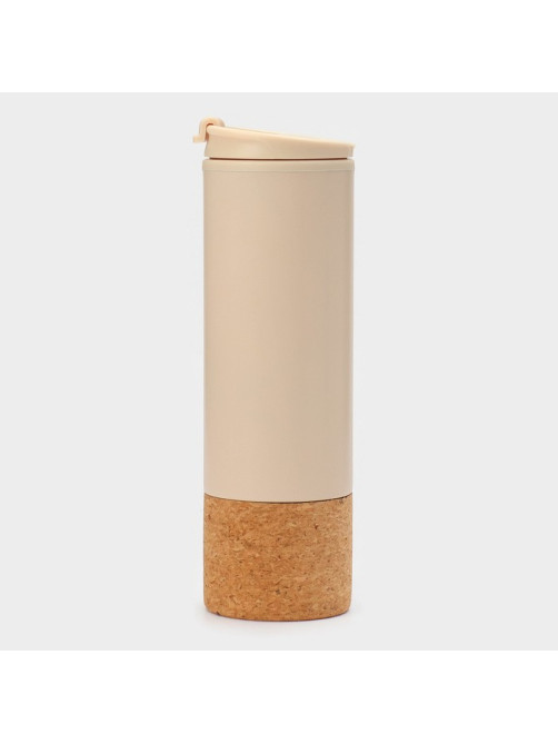 Бутылка для воды Magistro Cork, c элементами пробки, 450 мл, 7×7×23 см, пластик, бежевая