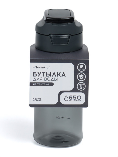 Бутылка для воды Onlytop, 650 мл, чёрная