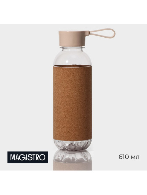 Бутылка для воды Magistro Cork, с элементами пробки, 610 мл, 7.5×7.5×22 см, пластик