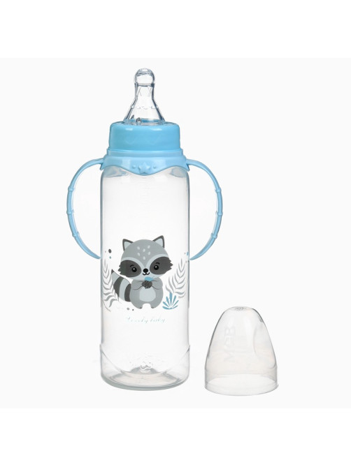 Бутылочка для кормления Крошка Я Lovely baby от 3 мес., 250 мл, с ручками, цилиндр, голубой