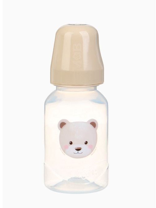 Бутылочка для кормления, новогодняя, Bear, 150 мл, цилиндр, бежевый Mum&Baby
