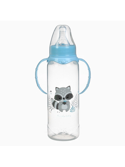 Бутылочка для кормления Крошка Я Lovely baby от 3 мес., 250 мл, с ручками, цилиндр, голубой