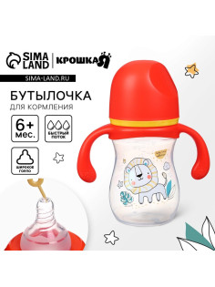 Бутылочка для кормления Крошка Я Baby time collection, широкое горло, от 6 мес., 240 мл, красная
