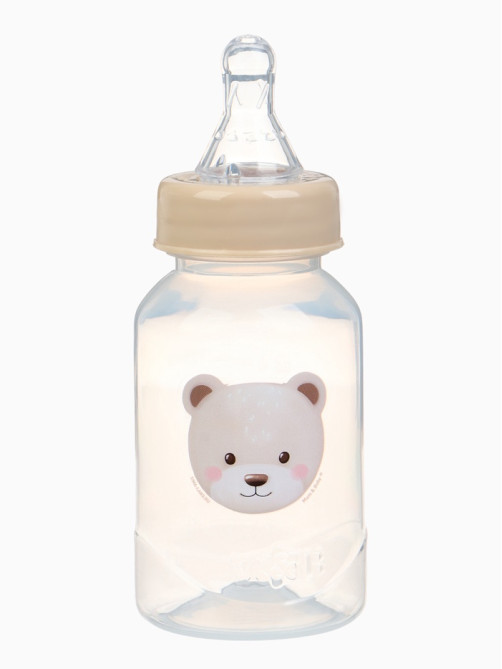 Бутылочка для кормления, новогодняя, Bear, 150 мл, цилиндр, бежевый Mum&Baby