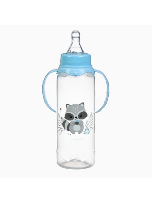 Бутылочка для кормления Крошка Я Lovely baby от 3 мес., 250 мл, с ручками, цилиндр, голубой