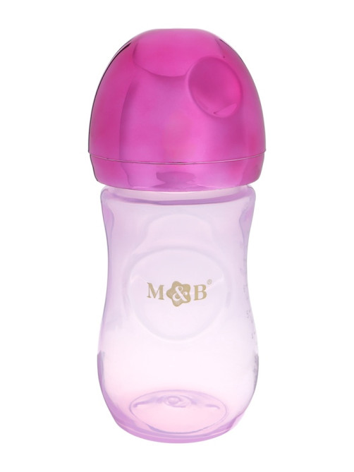 Бутылочка для кормления с наклейками Juicy от 0 мес., 250 мл., фиолетовая, M&B