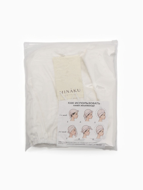 Чалма - тюрбан для волос MINAKU, 25×68 см, тенсель, белая