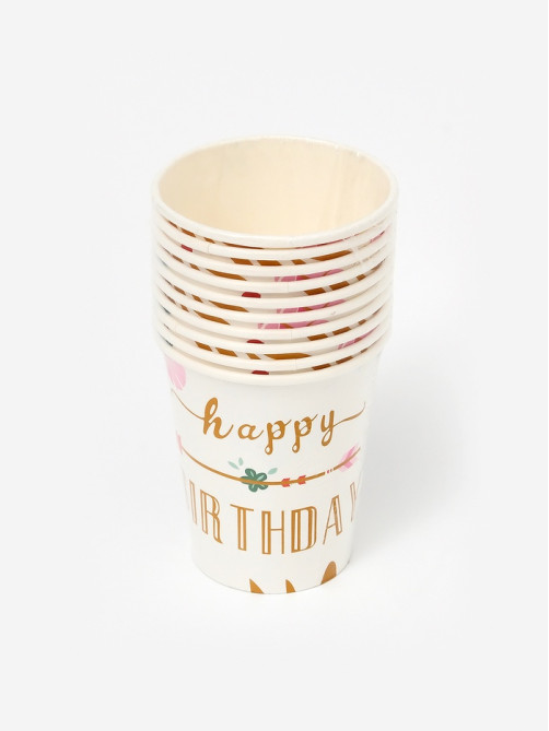 Стаканы одноразовые бумажные «Happy birthday», 10 шт.