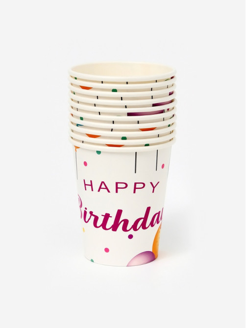 Стаканы одноразовые бумажные «Happy birthday», 10 шт.