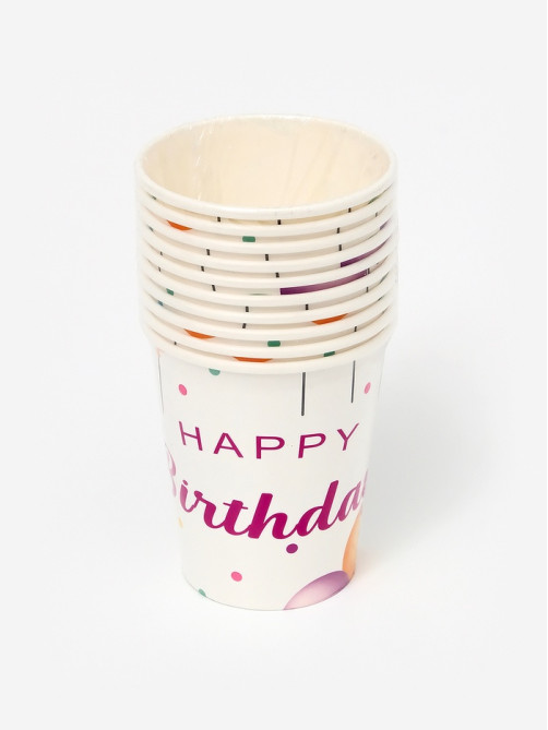 Стаканы одноразовые бумажные «Happy birthday», 10 шт.