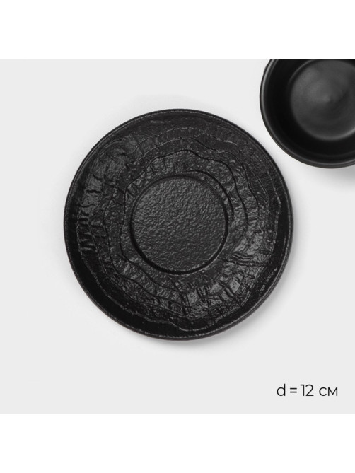 Кофейная пара Magistro Black style, 2 предмета: чашка 100 мл, блюдце d=12 см, фарфор, чёрная