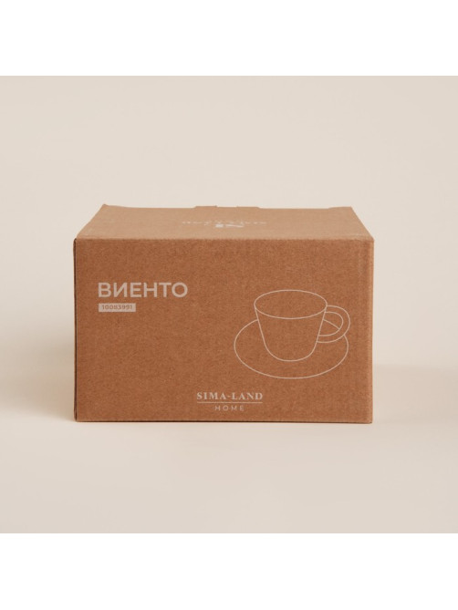 Чайная пара SL Home «Виенто», чашка 250 мл, блюдце d=15 см, керамика, бежевая
