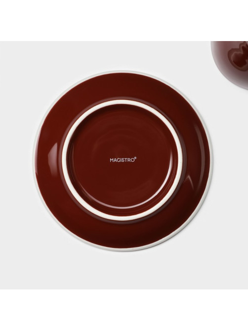 Кофейная пара Magistro Coffee time, 2 предмета: чашка 180 мл, блюдце d=14.5 см, фарфор, коричневый