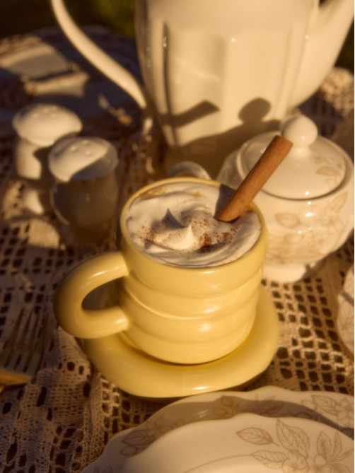 Чайная пара Доляна «Зефир», 350 мл, керамика, жёлтая