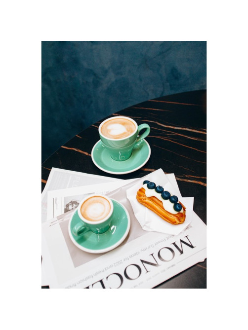 Кофейная пара Magistro Coffee time, 2 предмета: чашка 80 мл, блюдце d=12.5 см, фарфор, бирюзовая