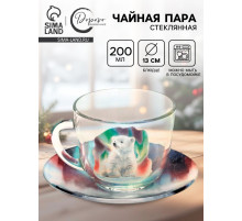 Чайная пара новогодняя «Новый год», кружка 200 мл, блюдце 13 см