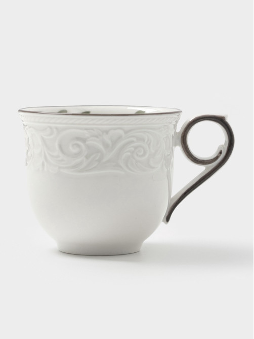 Чайная пара WY Floral Laceware, 2 предмета: чашка 300 мл, блюдце d=15 см, фарфор, белая, серая