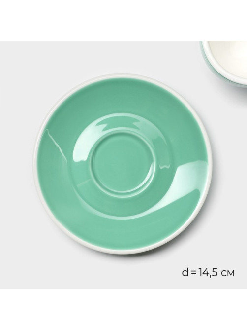Кофейная пара Magistro Coffee time, 2 предмета: чашка 180 мл, блюдце d=14.5 см, фарфор, бирюзовая