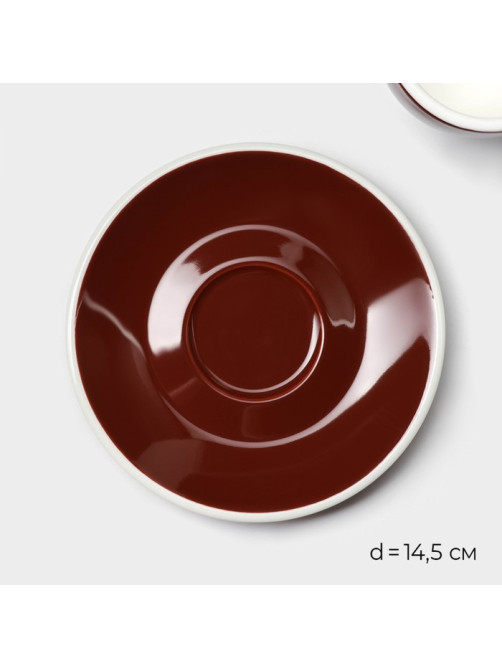Кофейная пара Magistro Coffee time, 2 предмета: чашка 180 мл, блюдце d=14.5 см, фарфор, коричневый