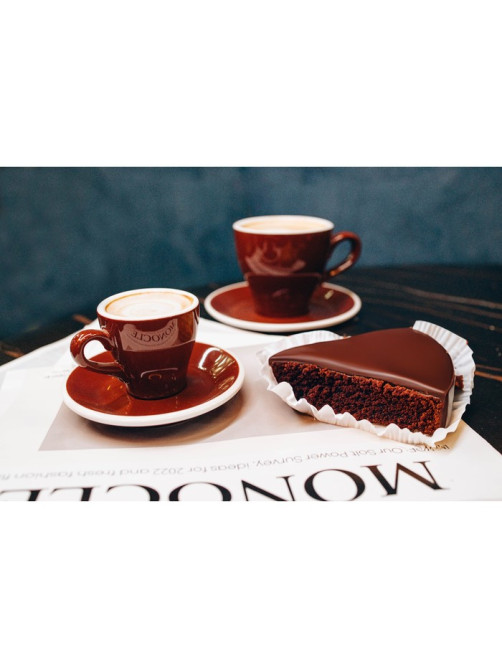 Кофейная пара Magistro Coffee time, 2 предмета: чашка 280 мл, блюдце d=15.5 см, фарфор, коричневая