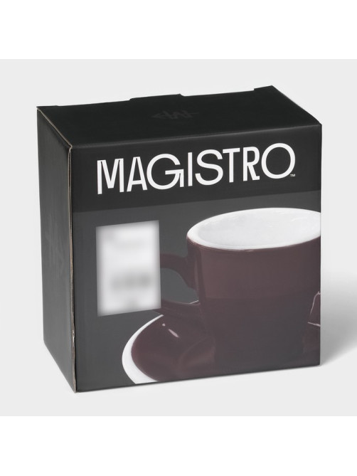 Кофейная пара Magistro Coffee time, 2 предмета: чашка 180 мл, блюдце d=14.5 см, фарфор, коричневый