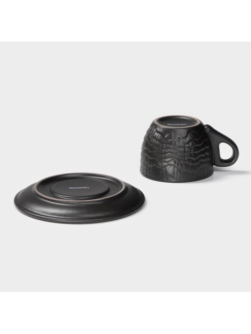 Кофейная пара Magistro Black style, 2 предмета: чашка 100 мл, блюдце d=12 см, фарфор, чёрная
