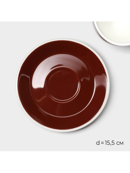 Кофейная пара Magistro Coffee time, 2 предмета: чашка 280 мл, блюдце d=15.5 см, фарфор, коричневая