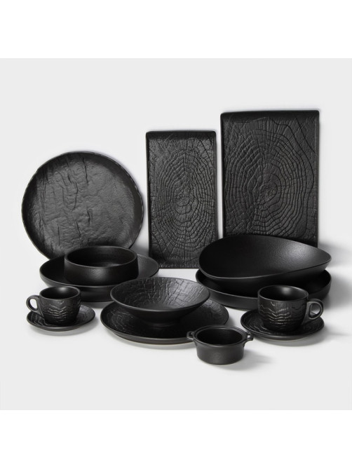Чайная пара Magistro Black style, 2 предмета: чашка 200 мл, блюдце d=14.5 см, фарфор, чёрная