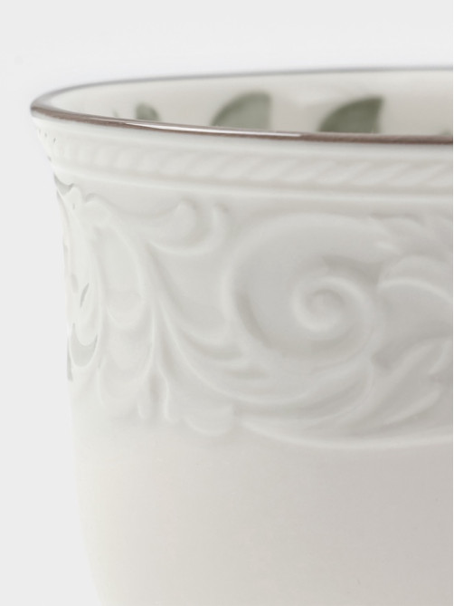 Чайная пара WY Floral Laceware, 2 предмета: чашка 300 мл, блюдце d=15 см, фарфор, белая, серая