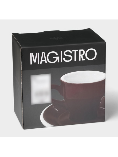 Кофейная пара Magistro Coffee time, 2 предмета: чашка 280 мл, блюдце d=15.5 см, фарфор, коричневая