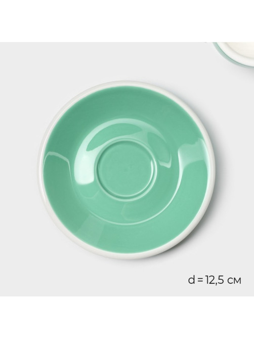 Кофейная пара Magistro Coffee time, 2 предмета: чашка 80 мл, блюдце d=12.5 см, фарфор, бирюзовая