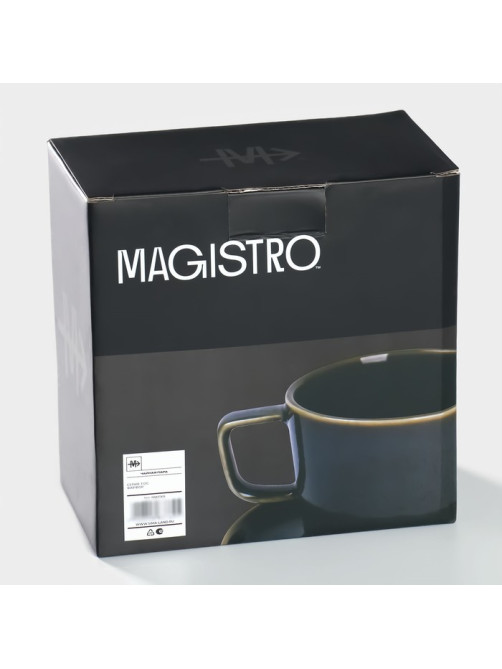 Чайная пара Magistro Fog, 2 предмета: чашка 250 мл, блюдце d=14 см, фарфор, серая