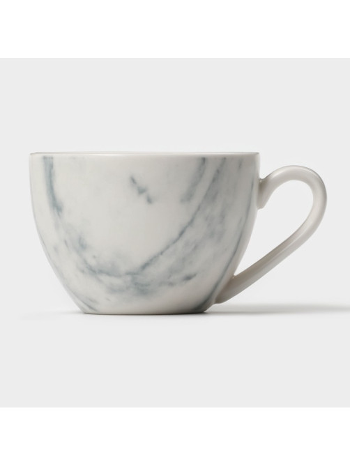 Чайный сервиз Magistro Real Marble, 2 персоны, 4 предмета: 2 чашки 120 мл, 2 блюдца d=12.5 см, фарфор, белый, серый