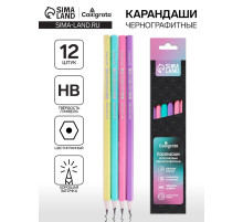 Набор карандашей чернографитных Calligrata. Pastel, HB, 12 штук, шестигранный, пластиковый, МИКС